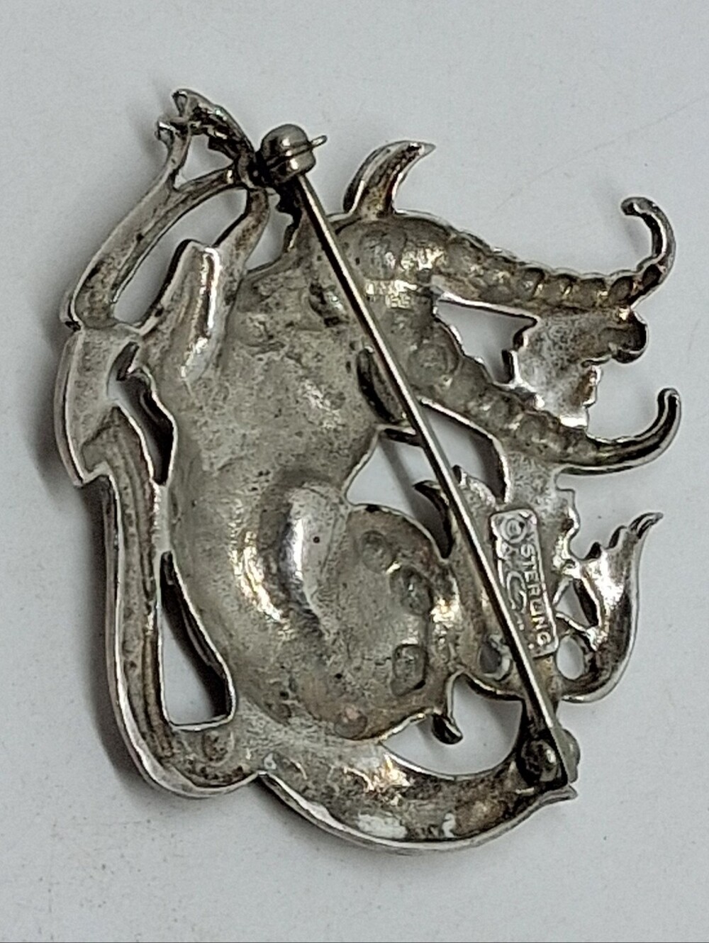 * Vintage CINI Sterling Silver 925 Capricorn Zodiac Pin Brooch - Picture 3 of 4